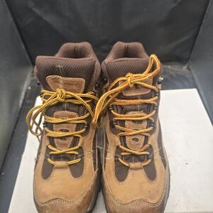 Mountrek Durable Brown Leather Hiking Boots for Men Lace Up Size 8